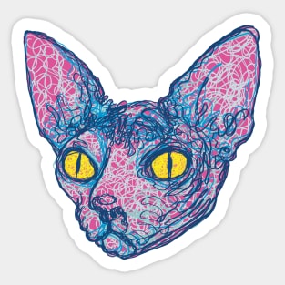 Squiggly Sphynx Cat Sticker